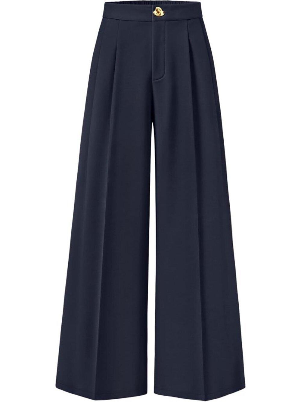 Women's Navy Wide Leg High Waisted Casual Loose Flowy Fashionable Palazzo Pants - Picture 1 of 6